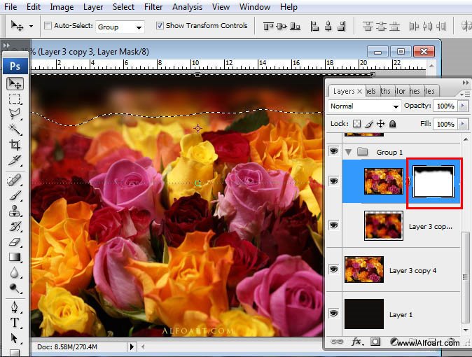 Beautiful digital Roses bouquet splash effect in Photoshop